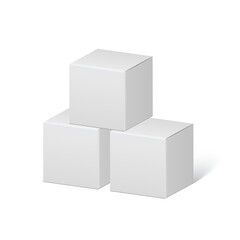 Cardboard box mockup icon in flat style. Package mock up vector illustration on isolated background. Carton container sign business concept.