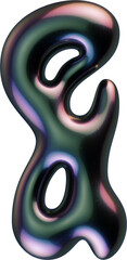 3d letter with smooth shape and glossy dark reflective surface