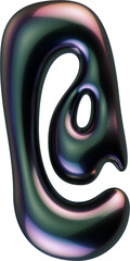 3d letter with smooth shape and glossy dark reflective surface