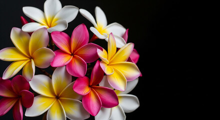 frangipani flower isolated on black