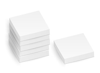 Cardboard pizza box mockup icon in flat style. Package mock up vector illustration on isolated background. Carton container sign business concept.