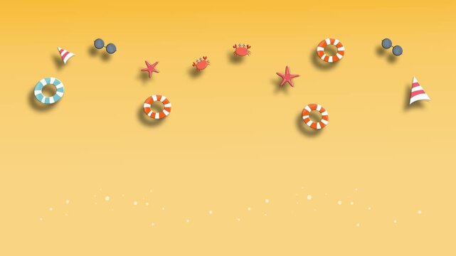 Sandy beach background with small marine summer elements