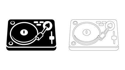 Modern digital turntable icon, a versatile device for electronic music production, djing, and audio manipulation, isolat