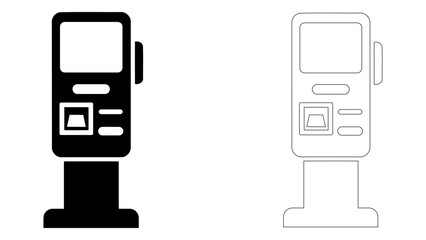 Self-service kiosk icon for automated customer check-in and payment, a modern convenience machine for retail and travel.