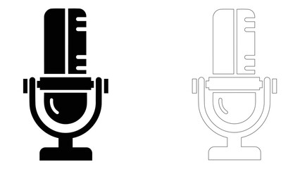 Vintage studio microphone icon, representing audio recording, broadcasting, and podcasting with a classic retro design f