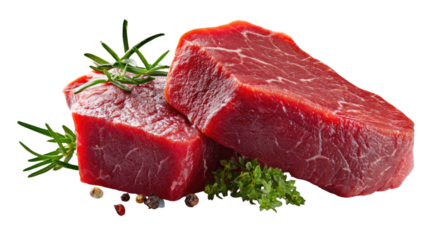 Raw beef steak with rosemary, fresh red meat food ingredient on a white board