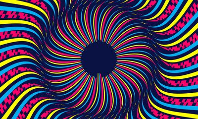 	
Vintage retro banner background. Colorful grunge wave wallpaper. Vector illustration. Twist party backround pattern.	