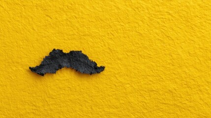 Movember event flat lay with black mustache on torn yellow background for awareness campaign