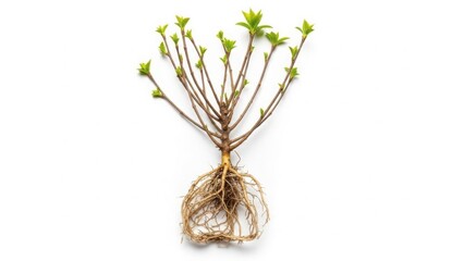 Young plant with visible root system ready for planting