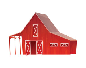 Red farm barn, hay storage building, chicken coop or horse stall vector illustration © Flash Vector
