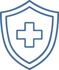 Simple blue line vector icon illustration of one large heart enclosing a smaller heart, representing love, health, family, relationships, and emotional care concepts.