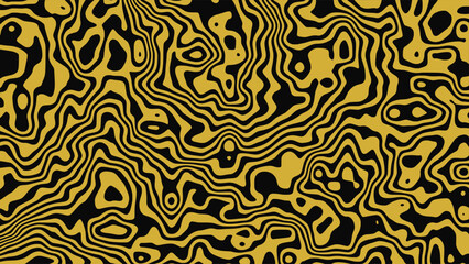 Abstract Black and Golden Yellow Wavy Lines Swirls Optical Illusion Background