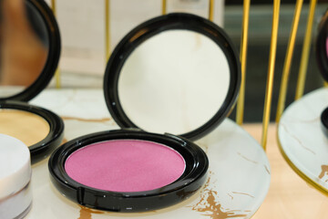 pink make up brushes powder