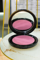 pink make up brushes powder