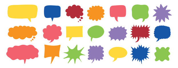 colorful speech bubbles set. Hand drawn vector cute communication bubbles. speech bubble collection