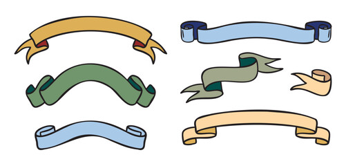 Vintage ribbons and banners blank set for text