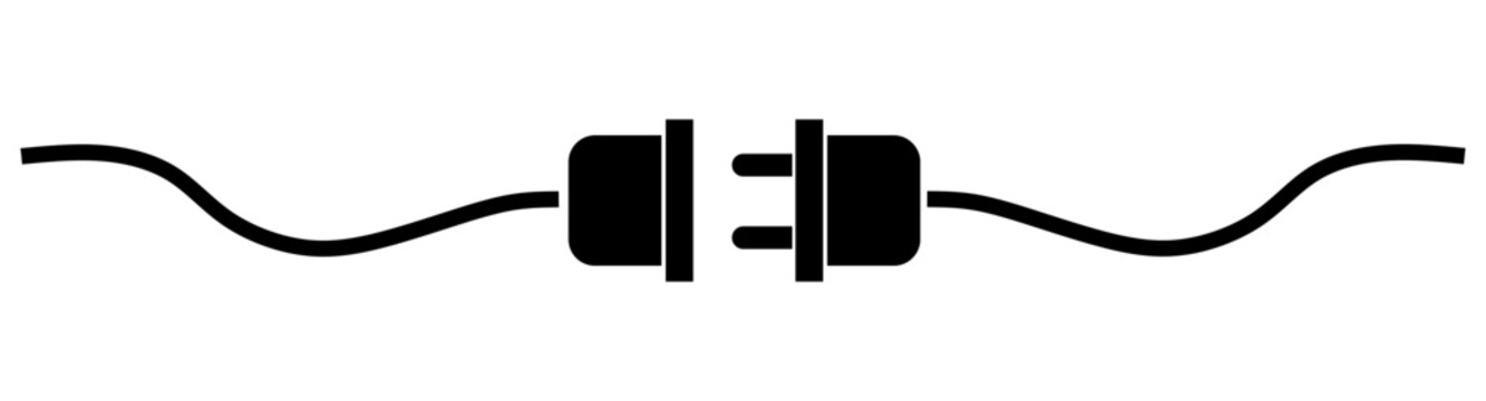 Electric socket with a plug vector. Connection and disconnection concept. Concept of 404 error connection, page not found.