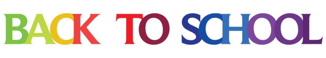 Back to school word banner with the text colored rainbow. Vector illustration