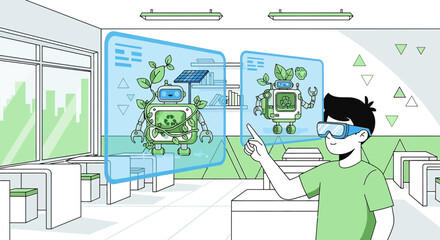 Naklejka premium Envisioning the future: augmented reality technology supporting ecological robotics and education