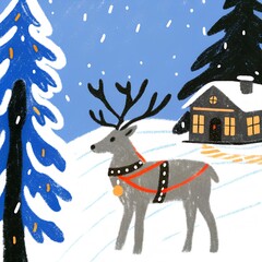 christmas snow white and reindeer