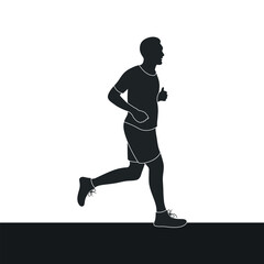 Silhouette vector illustration of a man running for fitness