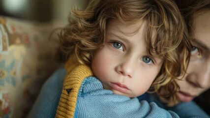 Video A mother tenderly holds a young child close to her, showcasing the bond of love and protection