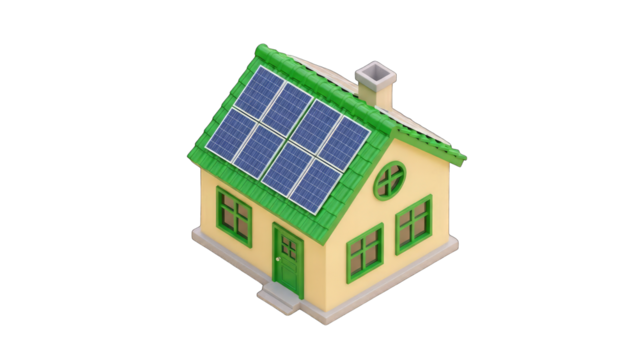 Solar Panel House: Generating Green Energy Concept - Powered by Adobe
