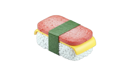 Spam Musubi Isolated on White Background