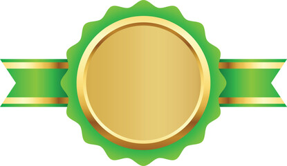 Elegant Gold Award Badge with Ribbon. Luxury Medal Clipart for Certificates, Prizes, and Winner Recognition Design.