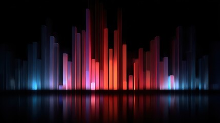 Abstract Equalizer Graphics with Reflections Against a Dark Background