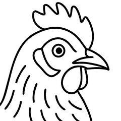 vector illustration of cartoon chicken line drawing