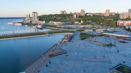 A view of Red Square and the river port in Cheboksary