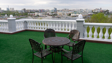 A city observation deck at the Manor House Hotel in Cheboksary.