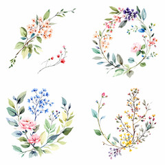 Graceful watercolor floral clusters designed for elegant surface patterns © Watercol
