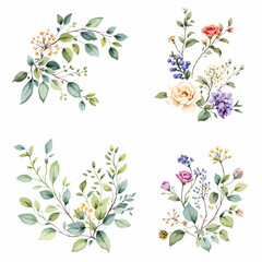 Fototapeta premium Vintage inspired botanical branch illustrations with subtle gradients and fine details