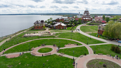 A view of the architecture of the island-town of Sviyazhsk from the observation deck of the former fire tower.