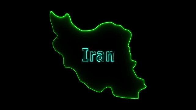 Glowing neon Iran map and futuristic design concept, Motion graphic 4k video.