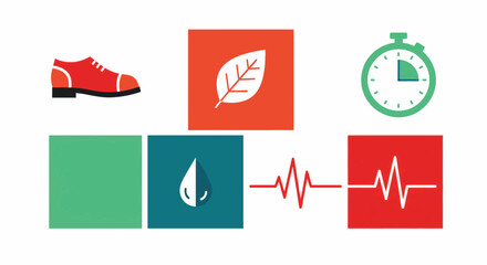 Healthy Routine Icon Blocks