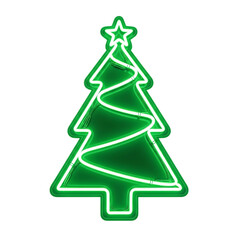 Obraz premium Glowing green christmas tree with white lights and star