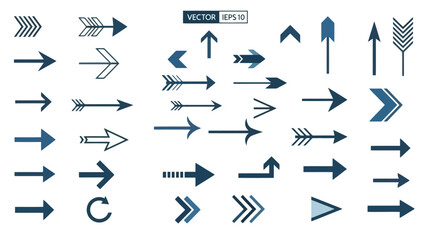 Collection of Diverse Arrows and Directional Symbols for Graphic Design and Navigation