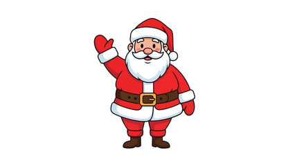 Cute Cartoon Santa Claus Waving Hand, Festive Christmas Character Illustration for Holiday Season
