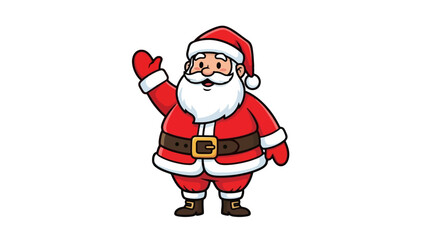 Cheerful Cartoon Santa Claus Waving Hello, Festive Christmas Character Illustration
