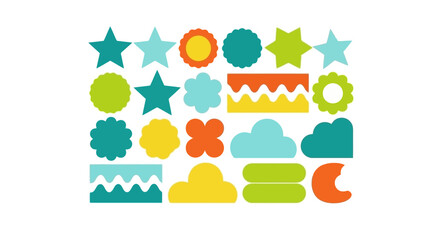 Collection of Vibrant and Diverse Geometric Shapes in Various Colors and Forms