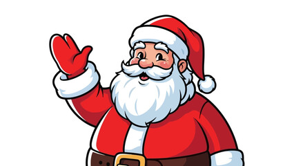 Cartoon Santa Claus Waving Hand with Happy Face, Festive Holiday Season Greeting