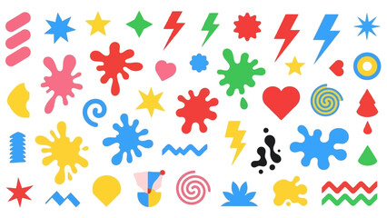 Vibrant Assortment of Colorful Abstract Shapes and Symbols for Design Projects