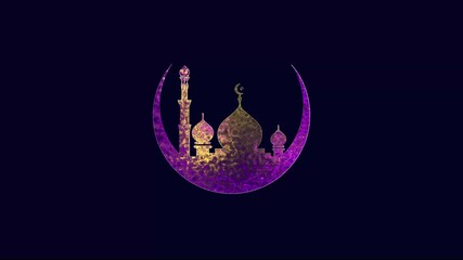 Ramadan Kareem Eid al ache Mubarak Islamic new year Eid al fit animation, Allah u Akbar traditional Arabic Islam