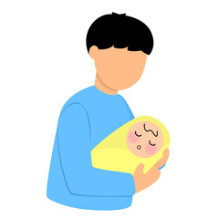 Dad holding his little baby. Father carrying his newborn in his arms