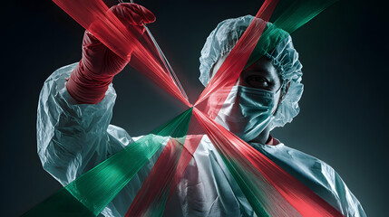 Surgeon manipulating light beams