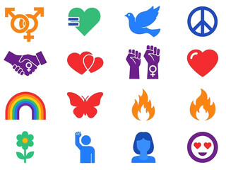 Elements collection for pride month celebration, vector flat design