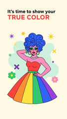 A drag queen celebrate pride month, vector illustration design